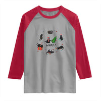 Cute Cat Christmas Raglan Shirt What? Funny Meowy Catmas Gift For New Year