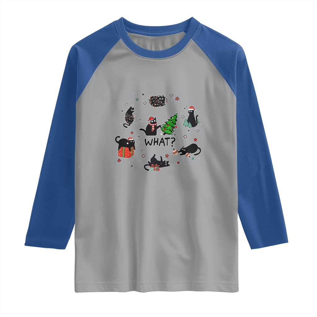 Cute Cat Christmas Raglan Shirt What? Funny Meowy Catmas Gift For New Year