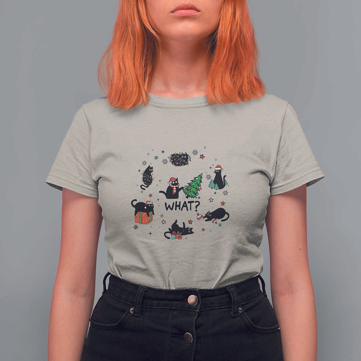 Cute Cat Christmas T Shirt For Women What? Funny Meowy Catmas Gift For New Year - Wonder Print Shop
