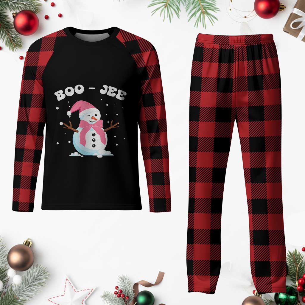 Bougie Snowman Plaid Pajama Set Pink Christmas Xmas Gifts - Wonder Print Shop