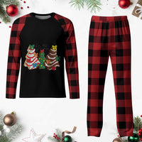 Xmas Cake Tree Bow Plaid Pajama Set Tis The Season - Wonder Print Shop