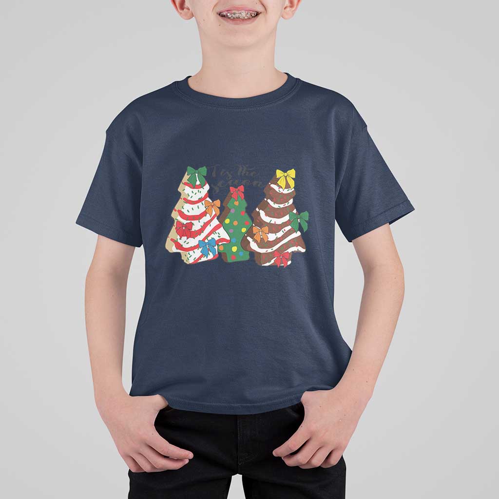 Christmas Cake Tree Bow T Shirt For Kid Tis The Season - Wonder Print Shop