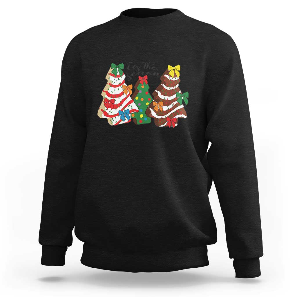Christmas Cake Tree Bow Sweatshirt Tis The Season - Wonder Print Shop