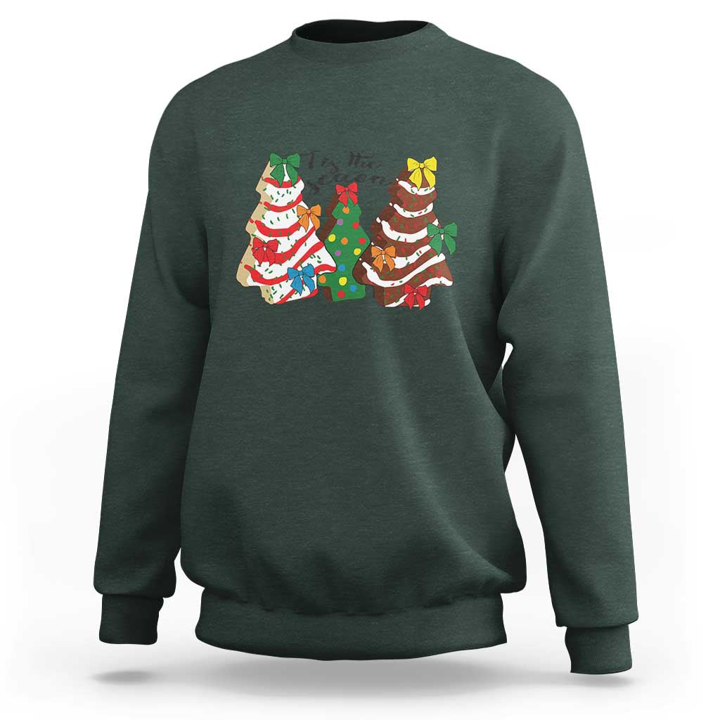 Christmas Cake Tree Bow Sweatshirt Tis The Season - Wonder Print Shop