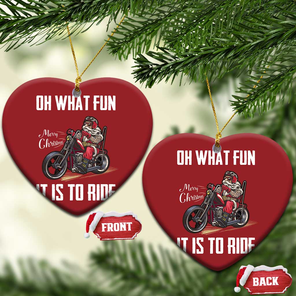 Funny Christmas Motorcycle Santa Christmas Ornament Oh What Fun It Is To Ride Motorbike Rider Xmas Gift - Wonder Print Shop