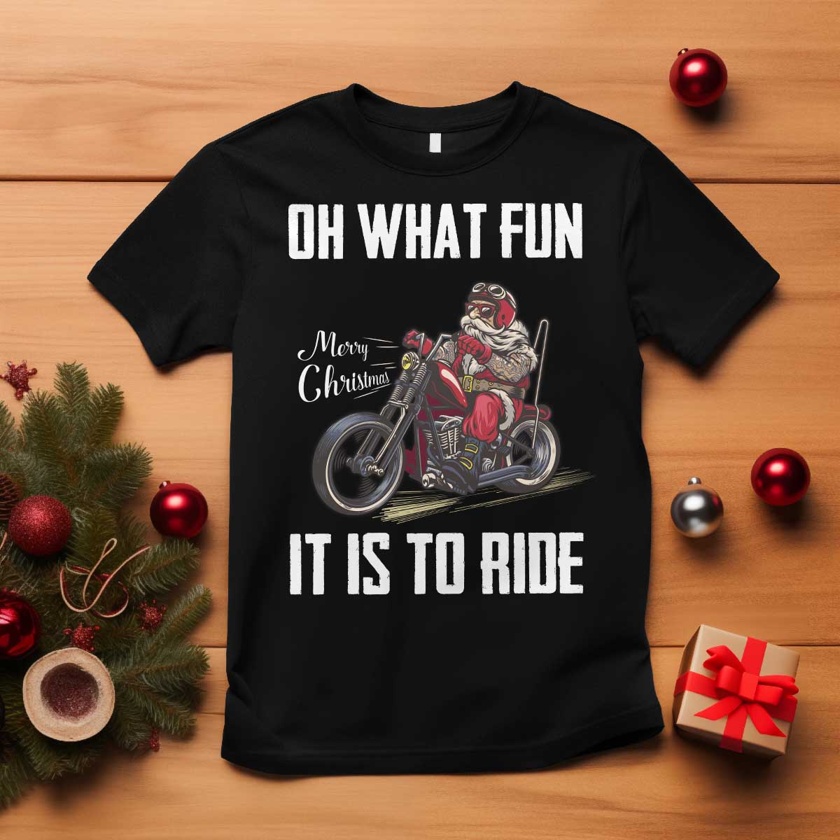 Funny Christmas Motorcycle Santa T Shirt Oh What Fun It Is To Ride Motorbike Rider Xmas Gift - Wonder Print Shop