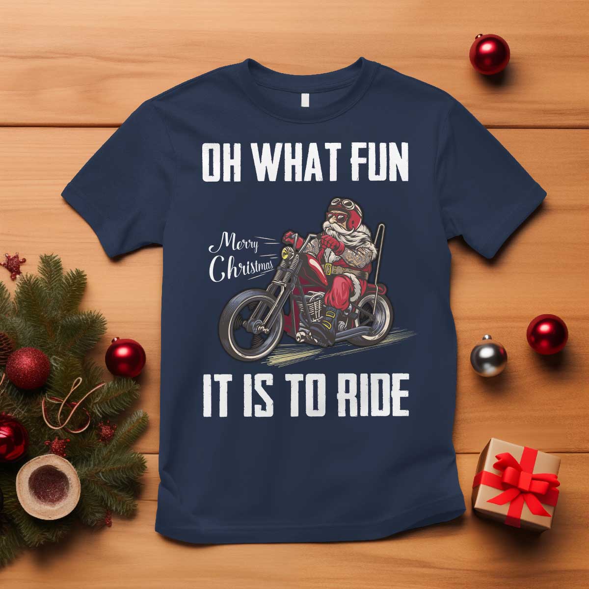 Funny Christmas Motorcycle Santa T Shirt Oh What Fun It Is To Ride Motorbike Rider Xmas Gift - Wonder Print Shop