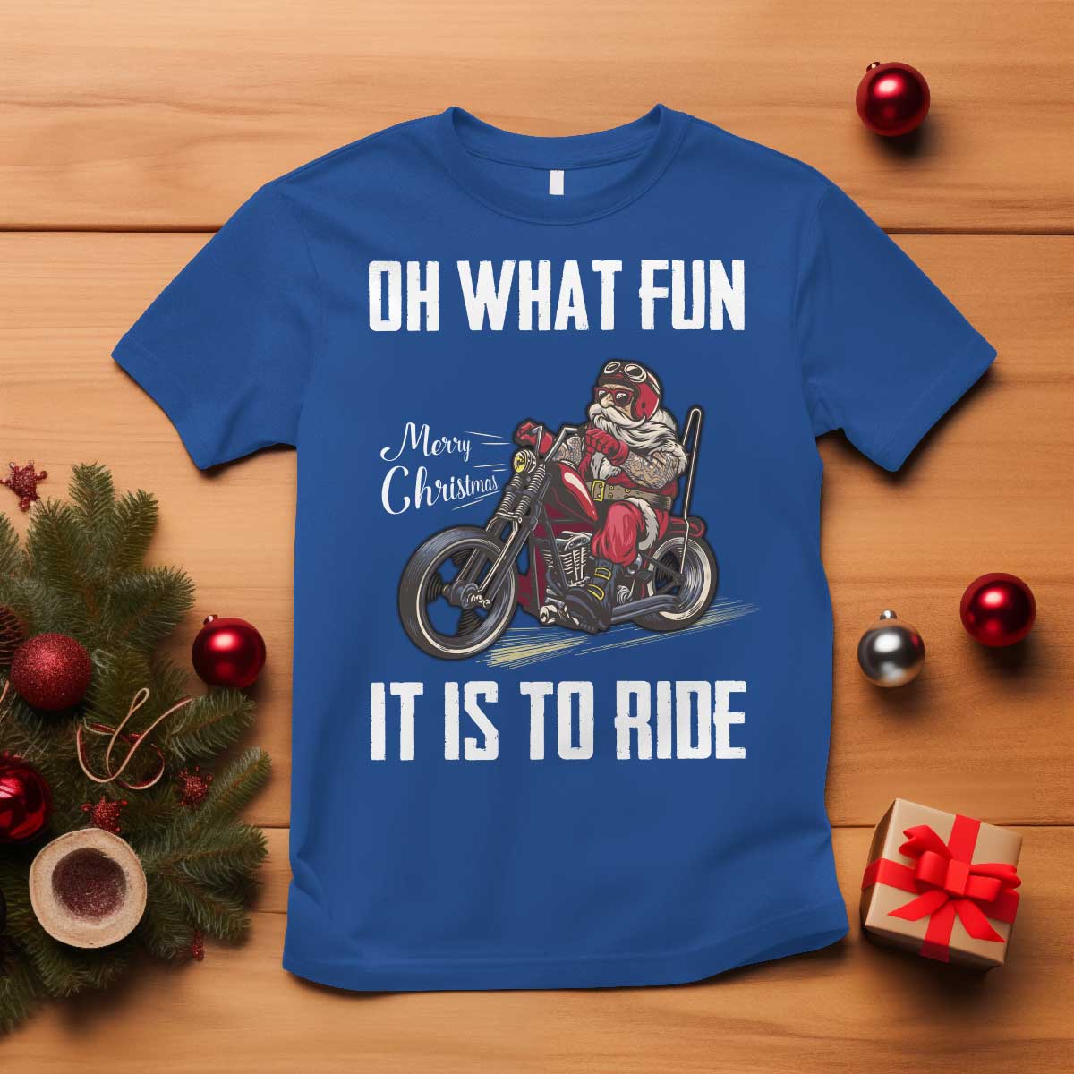 Funny Christmas Motorcycle Santa T Shirt Oh What Fun It Is To Ride Motorbike Rider Xmas Gift - Wonder Print Shop