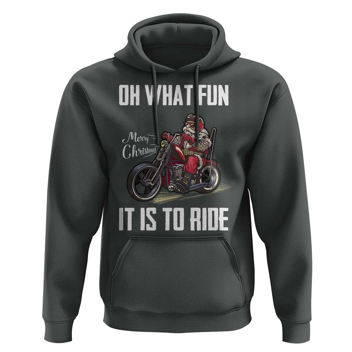 Funny Christmas Motorcycle Santa Hoodie Oh What Fun It Is To Ride Motorbike Rider Xmas Gift