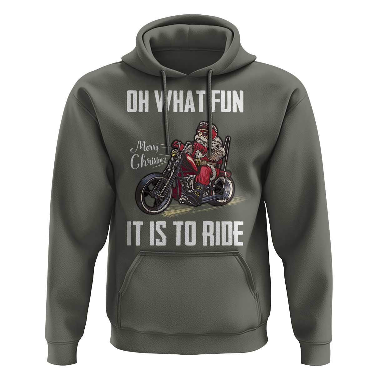 Funny Christmas Motorcycle Santa Hoodie Oh What Fun It Is To Ride Motorbike Rider Xmas Gift
