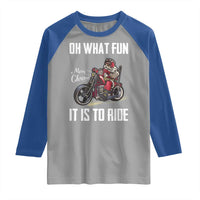 Funny Christmas Motorcycle Santa Raglan Shirt Oh What Fun It Is To Ride Motorbike Rider Xmas Gift