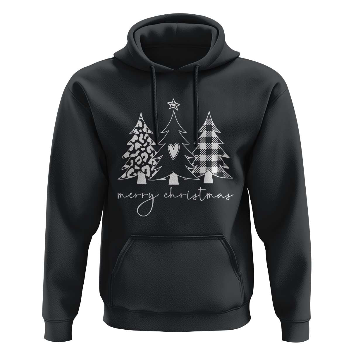 Merry & Bright Christmas Trees Hoodie Chic Winter Shirt Cute Holiday Tee Xmas Gift