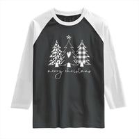 Merry & Bright Christmas Trees Raglan Shirt Chic Winter Shirt Cute Holiday Tee Xmas Gift