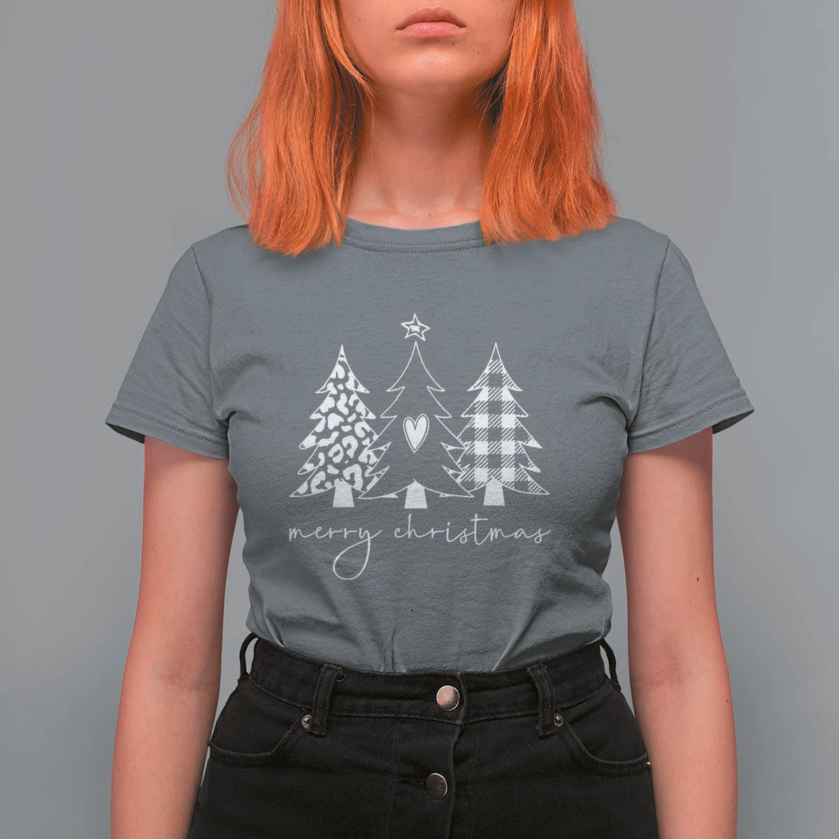 Merry & Bright Christmas Trees T Shirt For Women Chic Winter Shirt Cute Holiday Tee Xmas Gift - Wonder Print Shop