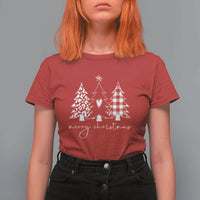 Merry & Bright Christmas Trees T Shirt For Women Chic Winter Shirt Cute Holiday Tee Xmas Gift - Wonder Print Shop