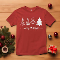 Merry & Bright Christmas Trees T Shirt Holiday Tee Xmas Gift - Wonder Print Shop