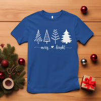 Merry & Bright Christmas Trees T Shirt Holiday Tee Xmas Gift - Wonder Print Shop