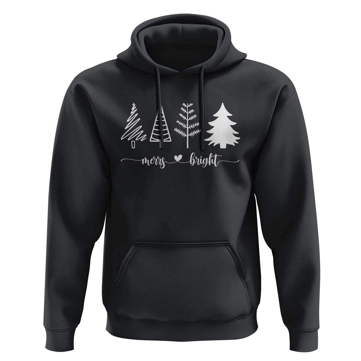 Merry & Bright Christmas Trees Hoodie Holiday Tee Xmas Gift