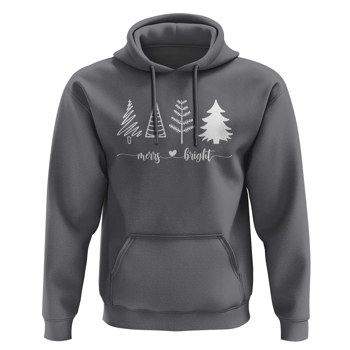 Merry & Bright Christmas Trees Hoodie Holiday Tee Xmas Gift