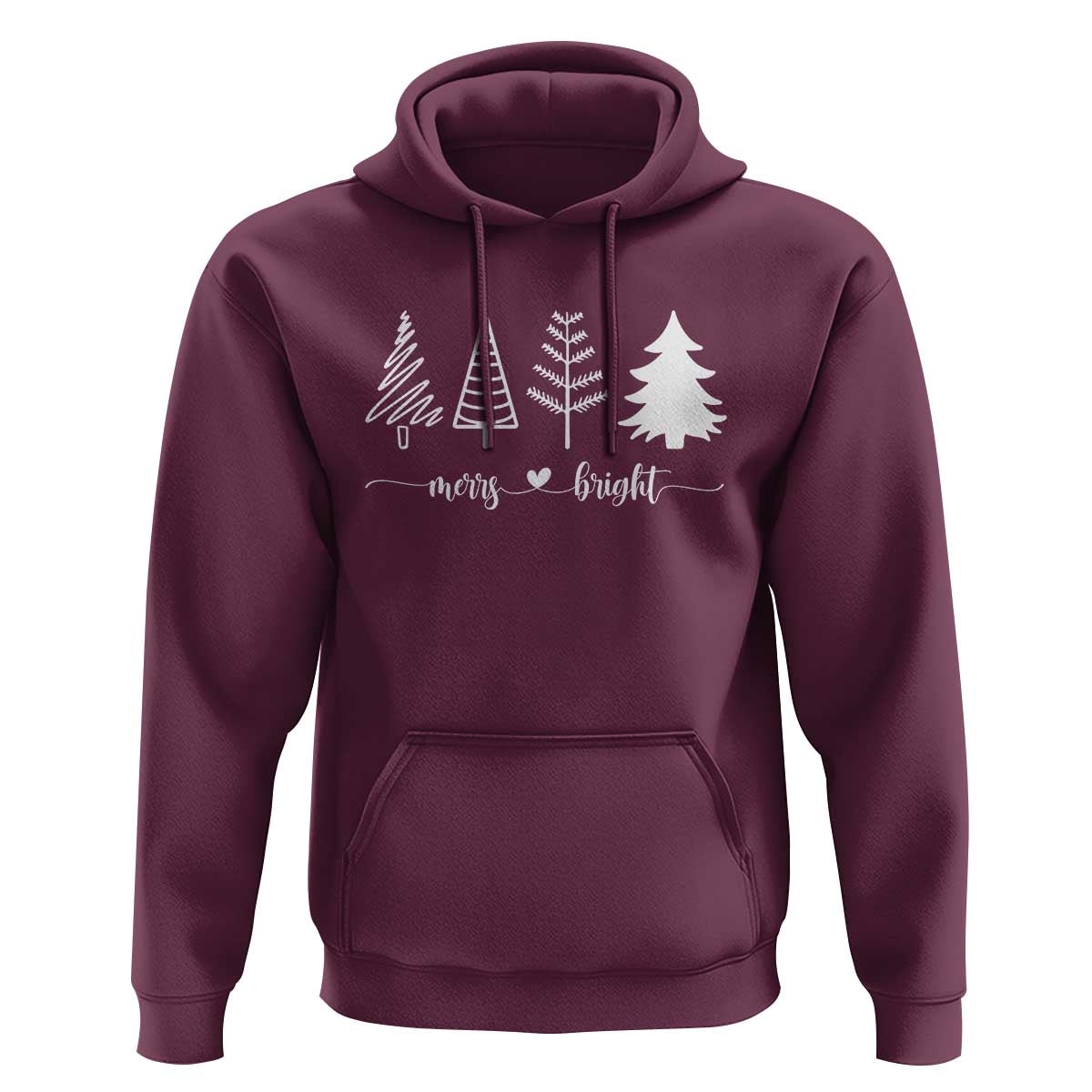 Merry & Bright Christmas Trees Hoodie Holiday Tee Xmas Gift