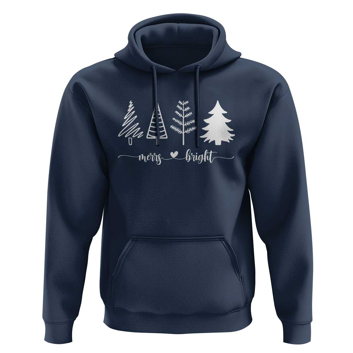 Merry & Bright Christmas Trees Hoodie Holiday Tee Xmas Gift