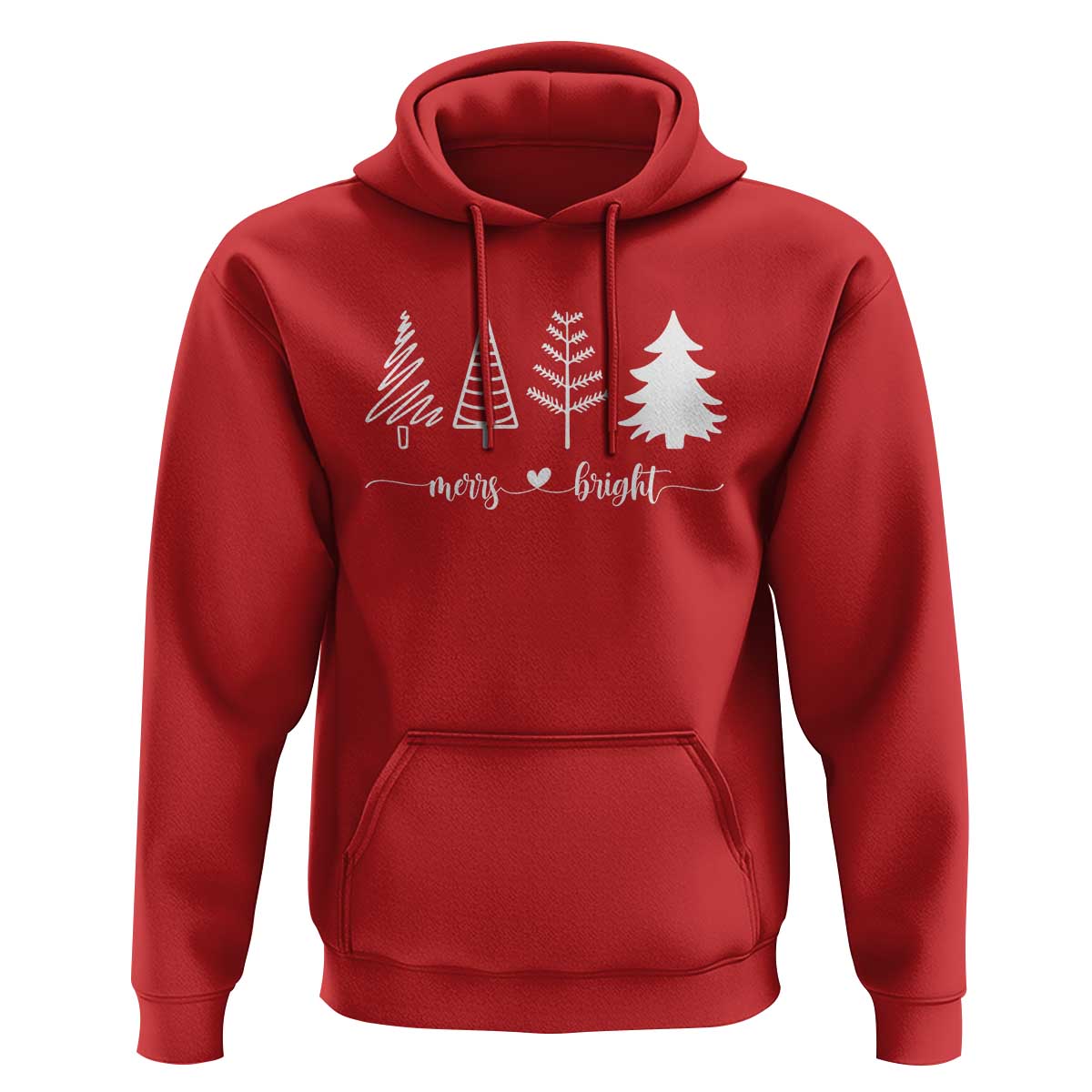 Merry & Bright Christmas Trees Hoodie Holiday Tee Xmas Gift