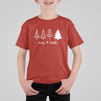 Merry & Bright Christmas Trees T Shirt For Kid Holiday Tee Xmas Gift - Wonder Print Shop