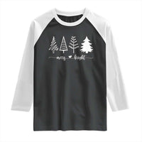 Merry and Bright Christmas Trees Raglan Shirt Holiday Tee Xmas Gift