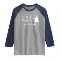 Merry and Bright Christmas Trees Raglan Shirt Holiday Tee Xmas Gift