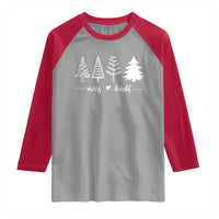Merry and Bright Christmas Trees Raglan Shirt Holiday Tee Xmas Gift