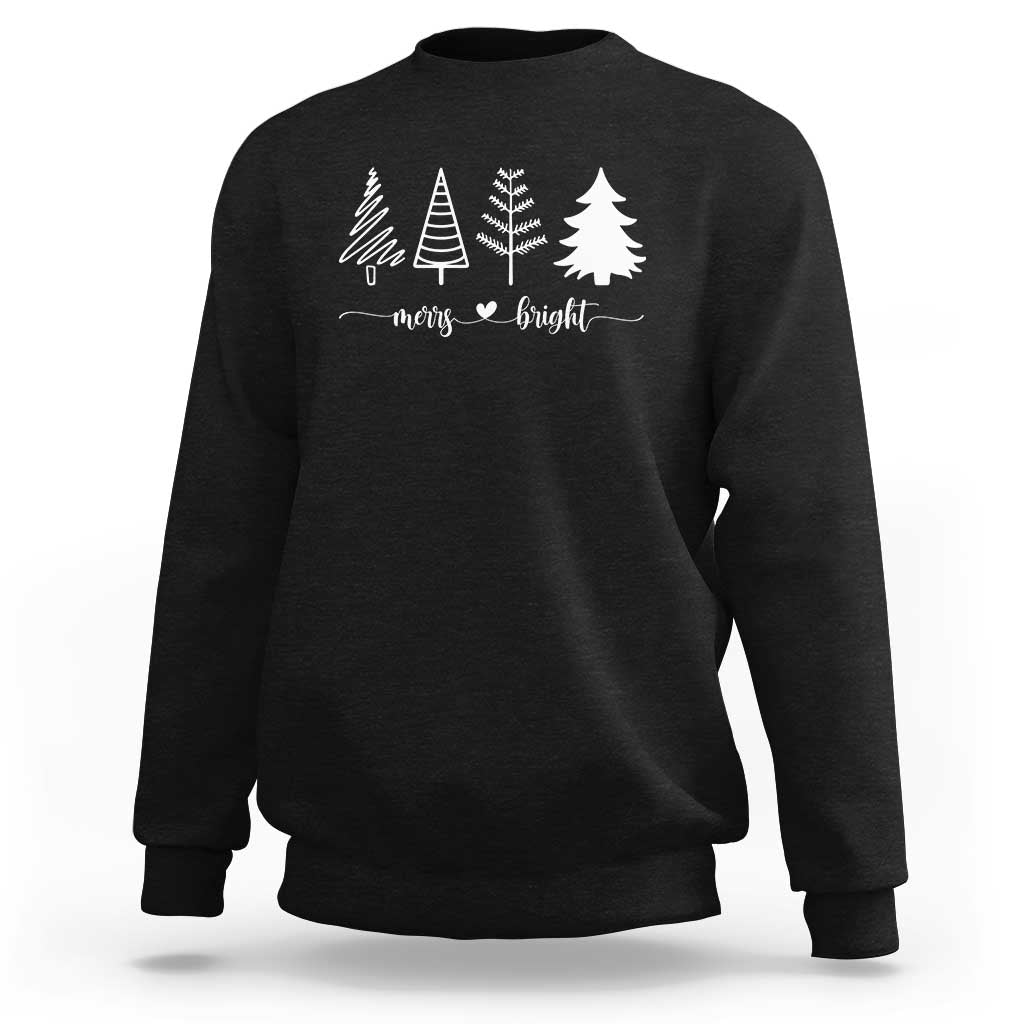 Merry & Bright Christmas Trees Sweatshirt Holiday Tee Xmas Gift - Wonder Print Shop