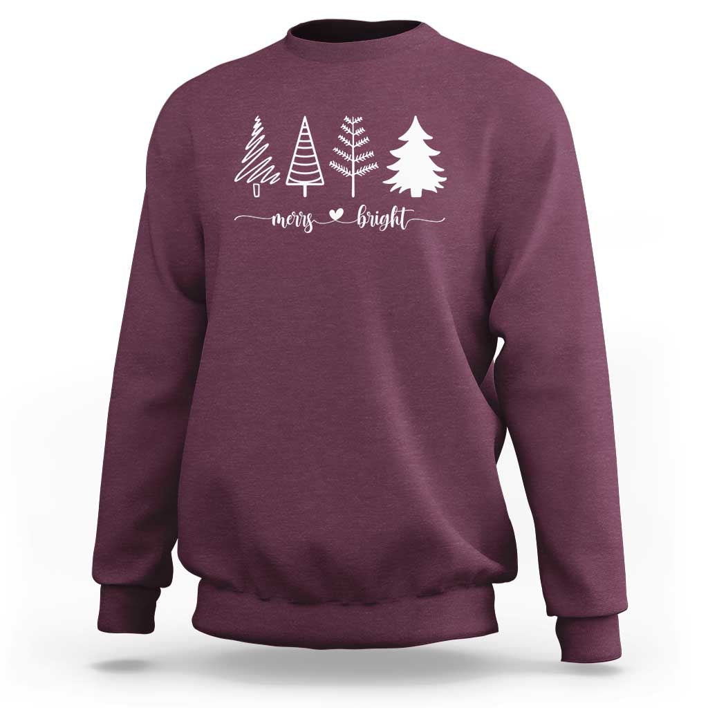 Merry & Bright Christmas Trees Sweatshirt Holiday Tee Xmas Gift - Wonder Print Shop