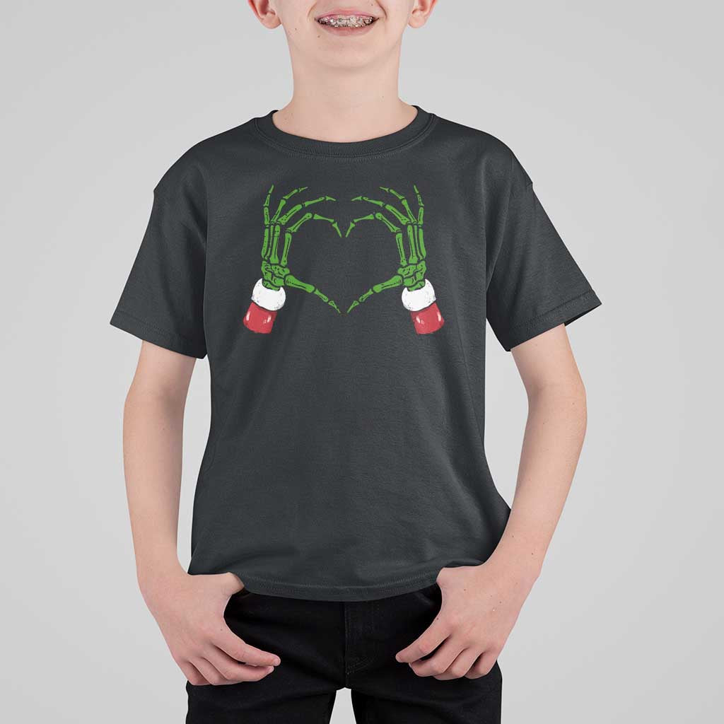 Christmas Skeleton Heart Hands T Shirt For Kid - Wonder Print Shop
