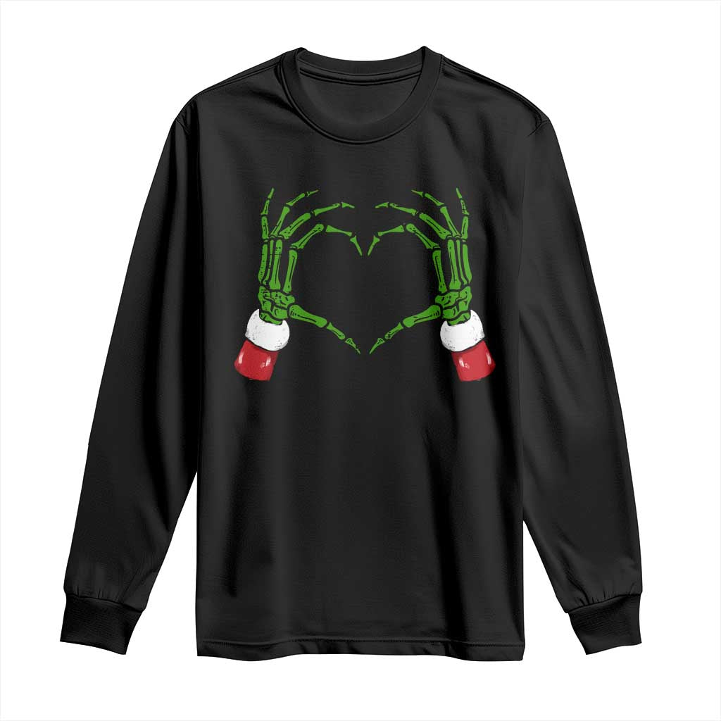Christmas Skeleton Heart Hands Long Sleeve Shirt