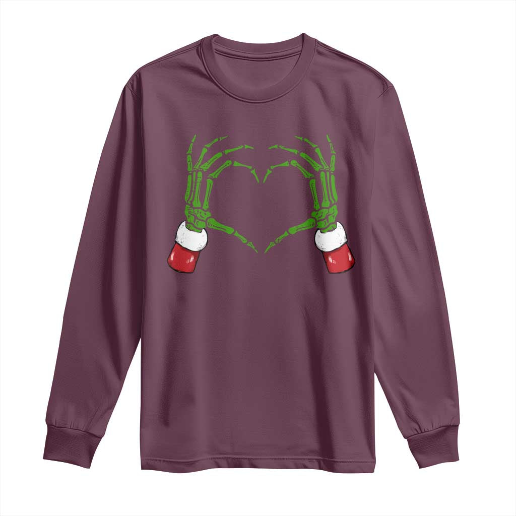Christmas Skeleton Heart Hands Long Sleeve Shirt