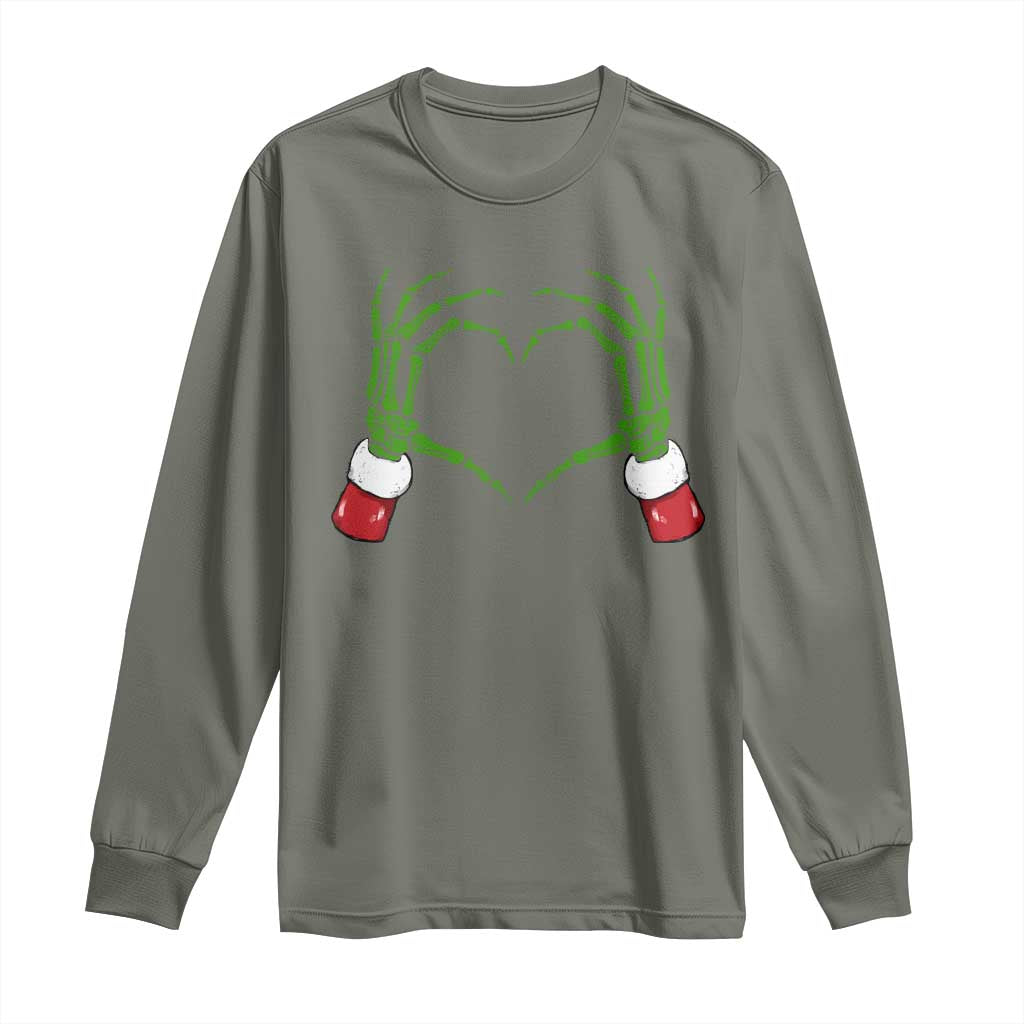 Christmas Skeleton Heart Hands Long Sleeve Shirt