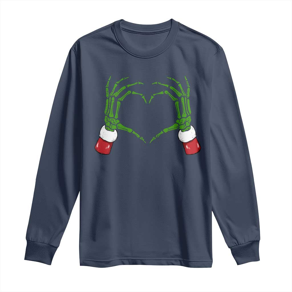 Christmas Skeleton Heart Hands Long Sleeve Shirt