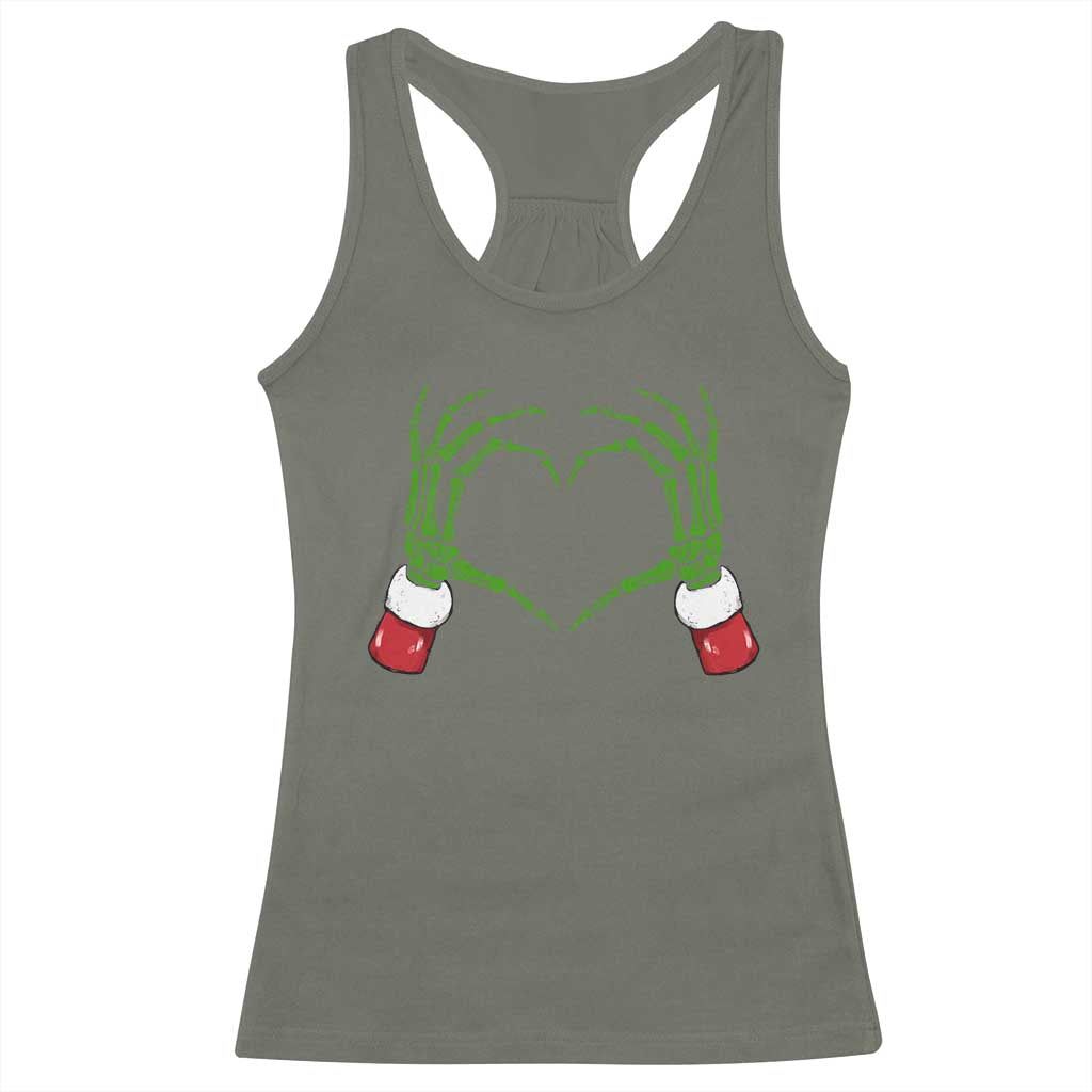 Christmas Skeleton Heart Hands Racerback Tank Top