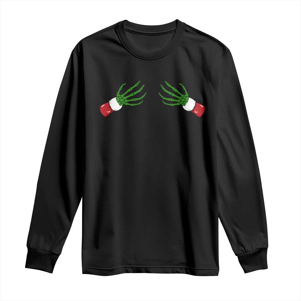 Funny Christmas Long Sleeve Shirt Women's Boob Skeleton Hand