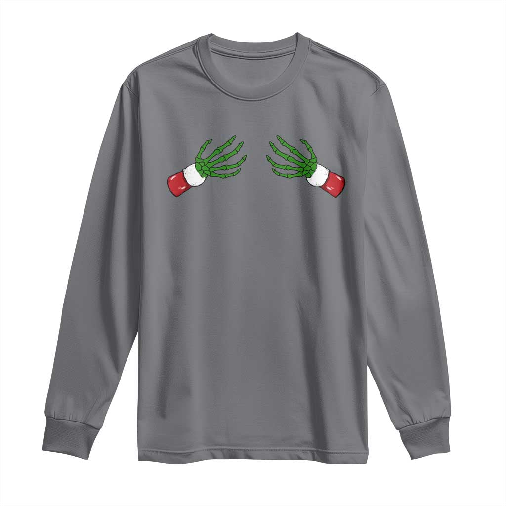 Funny Christmas Long Sleeve Shirt Women's Boob Skeleton Hand