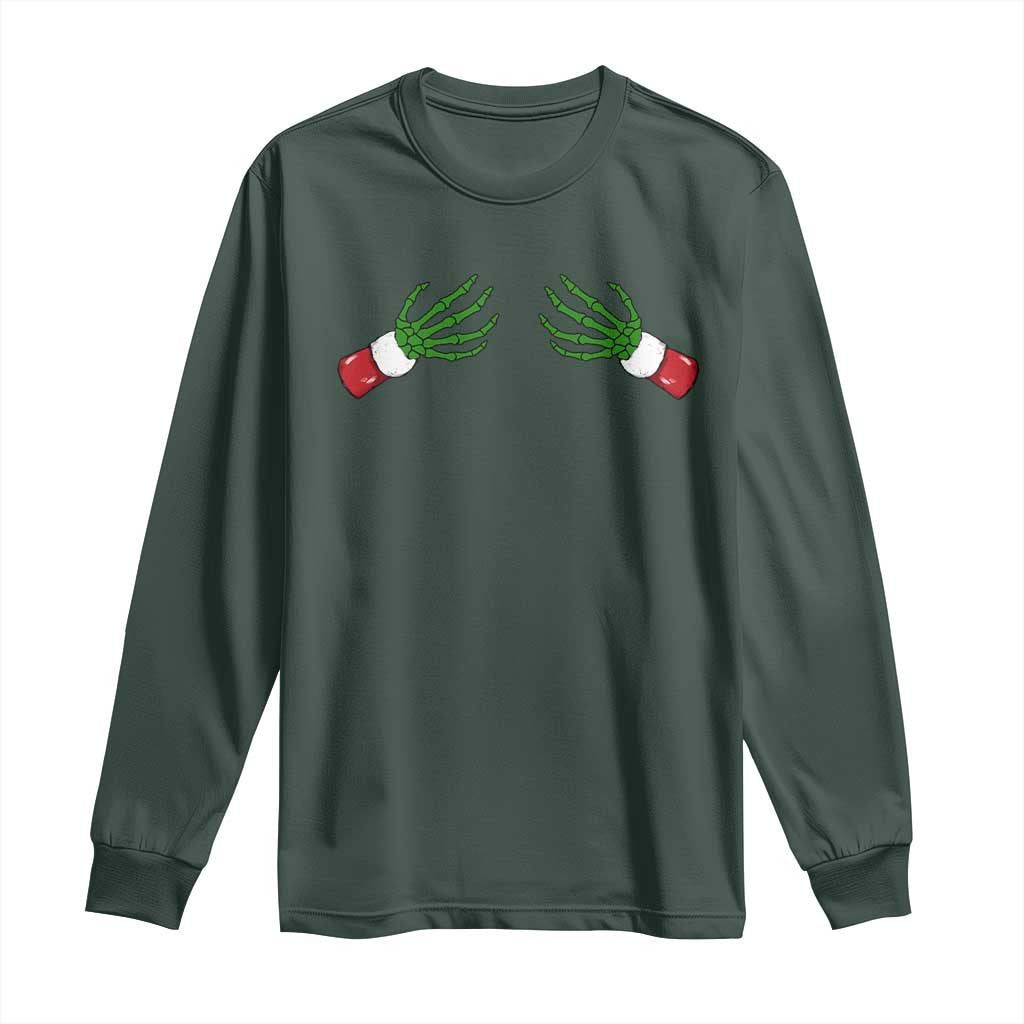 Funny Christmas Long Sleeve Shirt Women's Boob Skeleton Hand