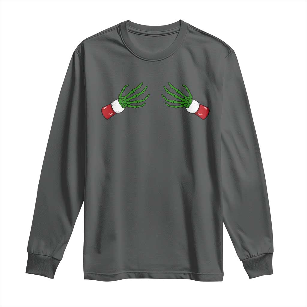 Funny Christmas Long Sleeve Shirt Women's Boob Skeleton Hand