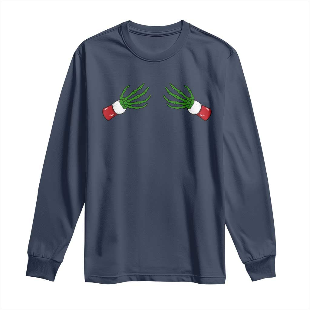 Funny Christmas Long Sleeve Shirt Women's Boob Skeleton Hand