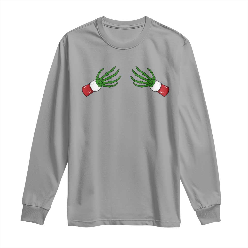 Funny Christmas Long Sleeve Shirt Women's Boob Skeleton Hand