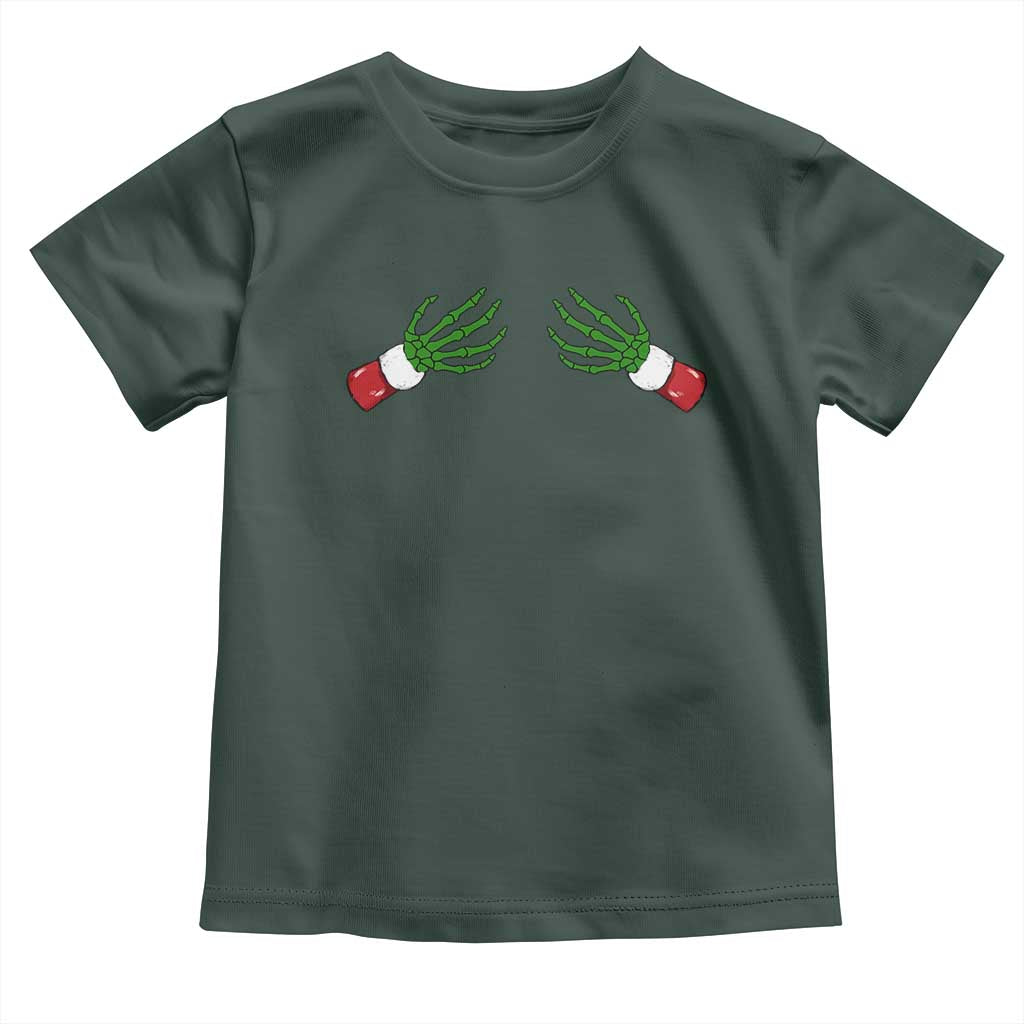 Funny Christmas Toddler T Shirt Women's Boob Skeleton Hand