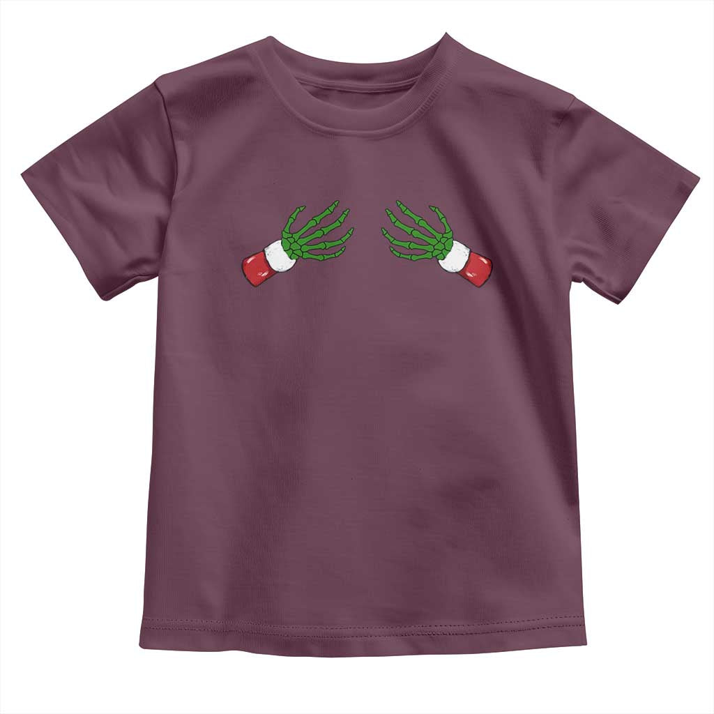 Funny Christmas Toddler T Shirt Women's Boob Skeleton Hand