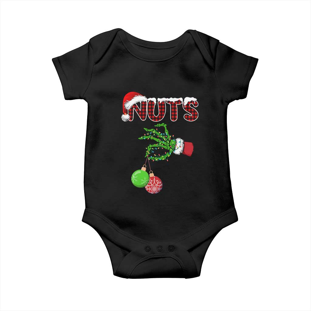 Funny Couples Christmas Baby Onesie Chest And Nuts Matching Holiday Skeleton Hand - Wonder Print Shop