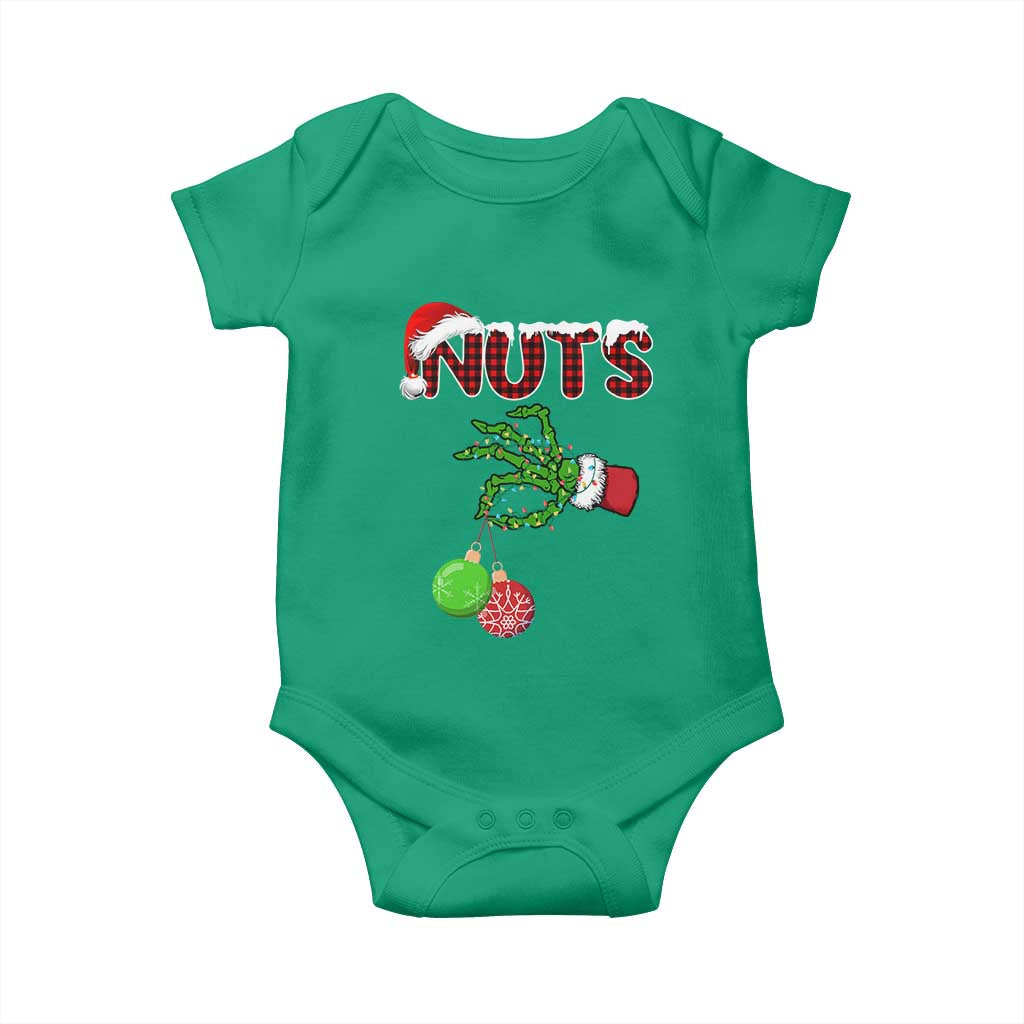 Funny Couples Christmas Baby Onesie Chest And Nuts Matching Holiday Skeleton Hand - Wonder Print Shop