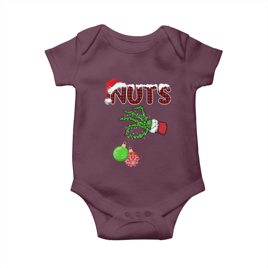 Funny Couples Christmas Baby Onesie Chest And Nuts Matching Holiday Skeleton Hand - Wonder Print Shop