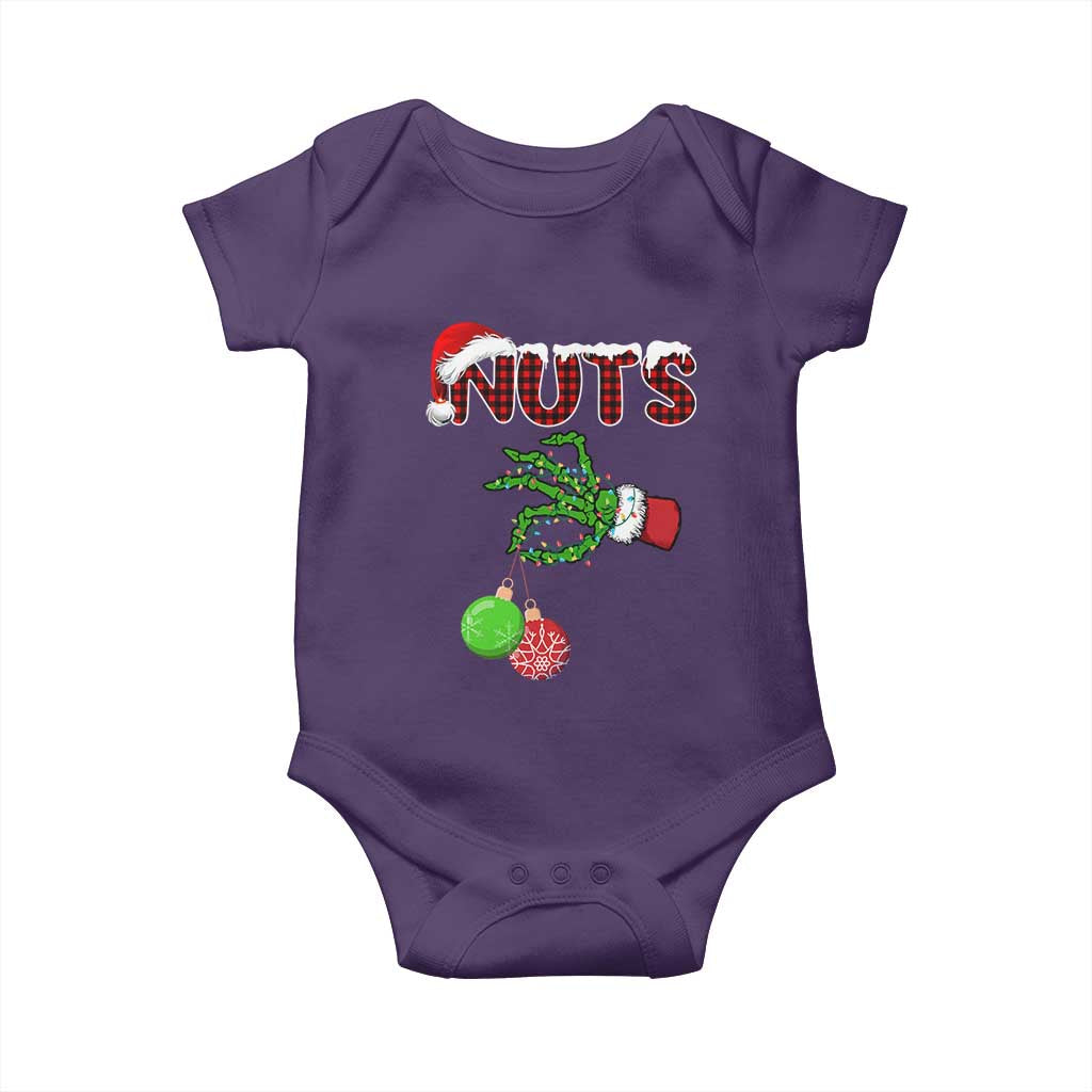 Funny Couples Christmas Baby Onesie Chest And Nuts Matching Holiday Skeleton Hand - Wonder Print Shop